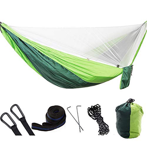 Ross Beauty Camping Hammock Double Lightweight Nylon Portable Parachute Hammock Automatic with Mosquito Net Outfitters for Indoor,Outdoor,Yard,Hiking Beach,Backpacking,Survival & Travel Swing 